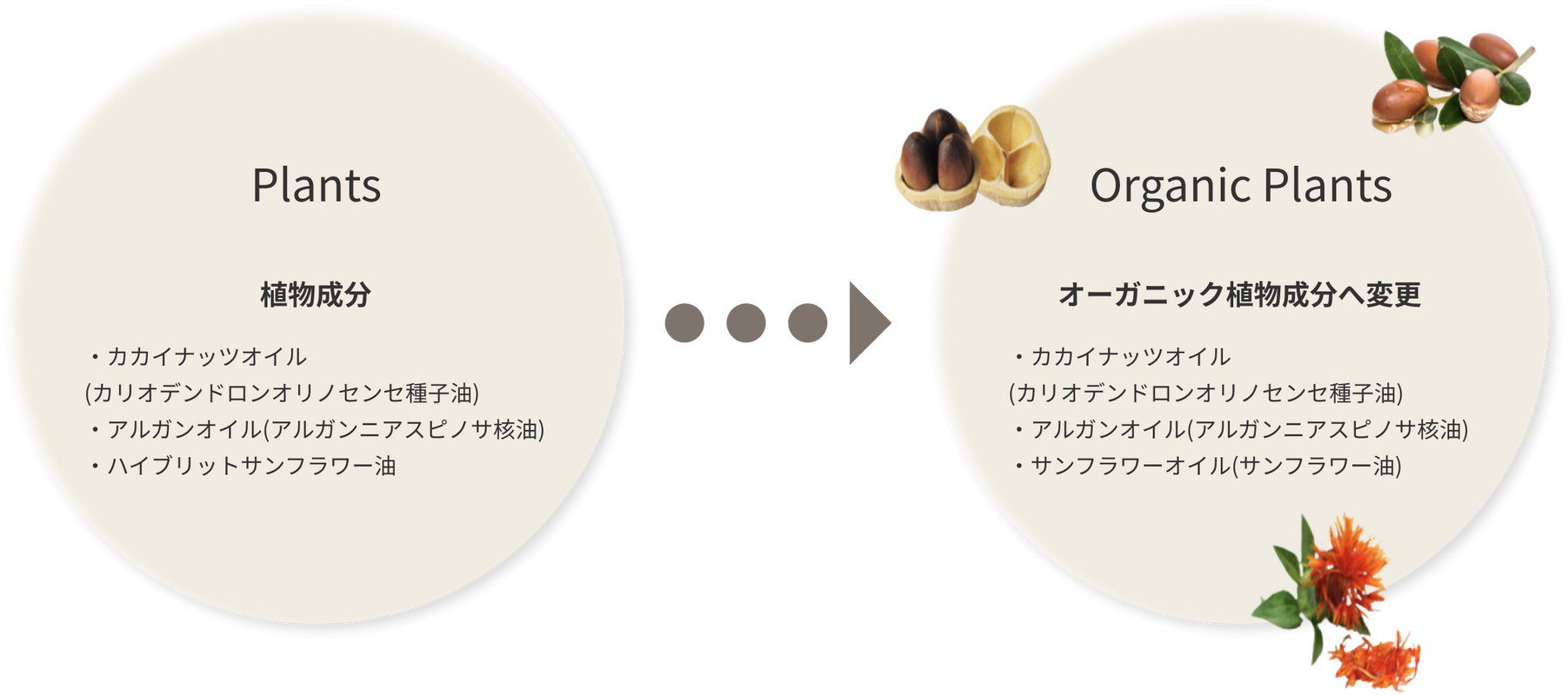 ”植物成分をオーガニック植物成分へ変更”